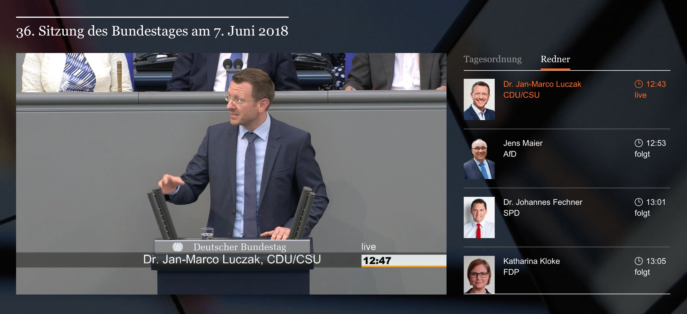 Debatte des deutschen Bundestag (36. Sitzung) im Parlamentsfernsehen Debatte des deutschen Bundestag (36. Sitzung) im Parlamentsfernsehen