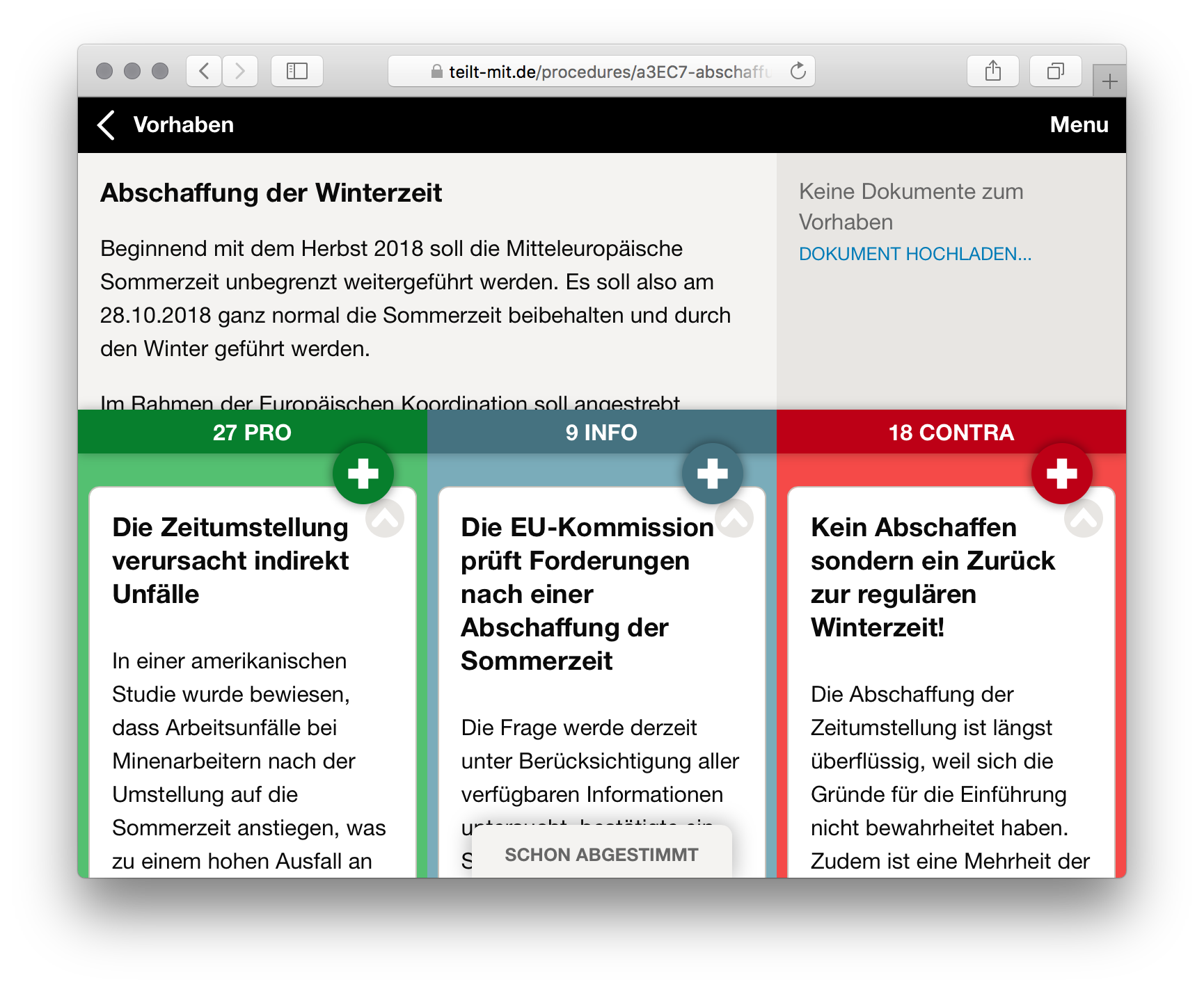 Bildschirmfoto des Forums mit erfolgter Abstimmung Bildschirmfoto des Forums mit erfolgter Abstimmung